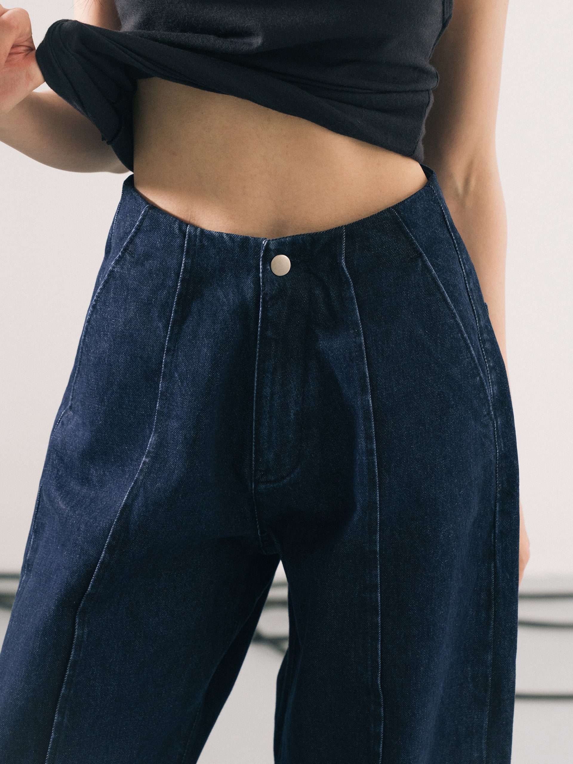 Welt Curved Denim Pants